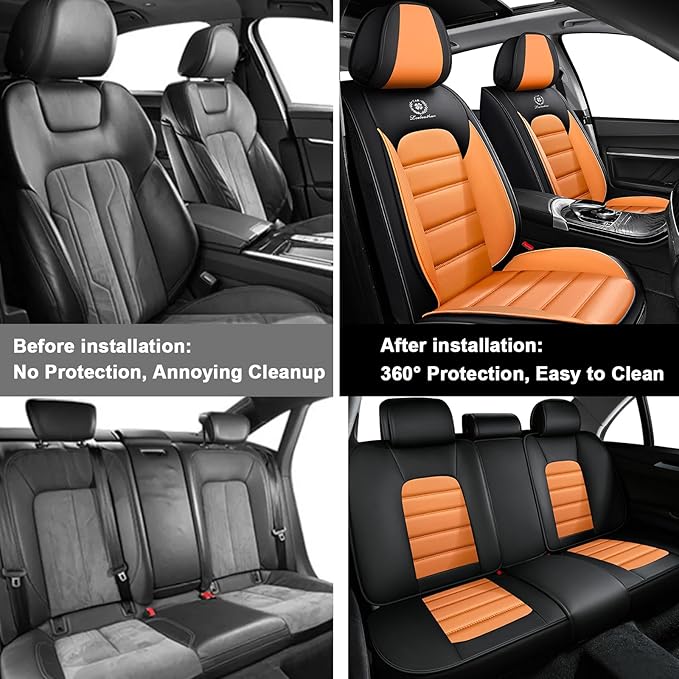 AREKA 5 Seat Covers for Subaru Crosstrek 2016-2026 Breathable Car Seat Covers,Anti-Slip Waterproof Car Seat Protectors with Airbag,Automotive Vehicle Cushion with Storage Pockets (Standard,Orange)