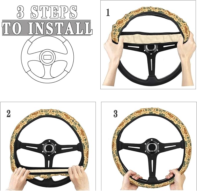 FeHuew Vintage Cars Repair Tools Steering Wheel Cover for Women, Girls 15 inch Universal Auto Car Anti Slip Wrap Steering Wheel Covers Fit for Vehicles, Truck, SUV