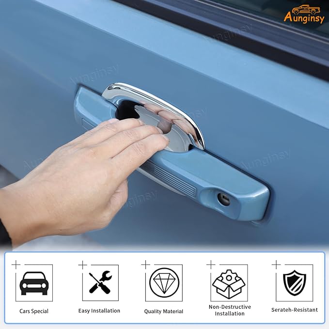 Aunginsy Exterior Door Handle Bowl Trim Cover Compatible with Ford Maverick 2022-2025 Ford Bronco Sport 2021-2025 Outside Door Handle Cup Bowl Cover Scratches Protector Decorative Sticker Accessories