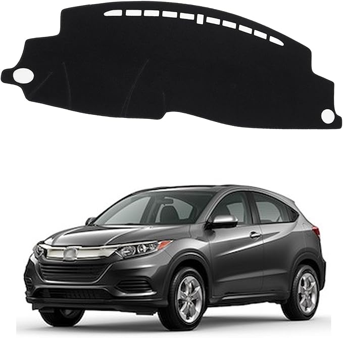 Upgraded Dashboard Mat for 2014-2022 Honda HR-V Polyester Dashcover UV Protection Non-Slip Windshield Reflective Instrument Cover Interior Accessory Black