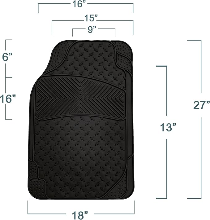 FH Group Car Floor Mats - Heavy-Duty Rubber Floor Mats for Cars, Universal Fit Full Set, Trimmable Automotive Floor Mats, ClimaProof Floor Mats For Most Sedan, SUV, Truck Floor Mats Black