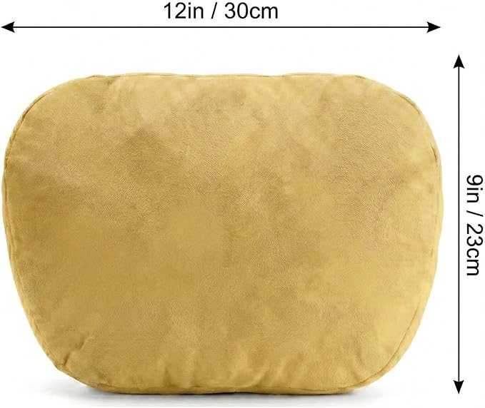 2PCS Car Pillow for Car Neck Pillow for Driving Seat Leather Neck Support Soft Cushion Back Support Head-Rests for Vehicle Sleeping with Elastic Adjustment Strap (Golden, Head)