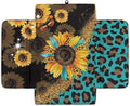 Wanyint Sunflower Leopard Print Blue Car Center Console Cover Comfortable Armrest Seat Box Pad with Organizer Pockets Anti-Scratch Arm Rest Pad Suitable for Most Cars, Vehicles, SUVs