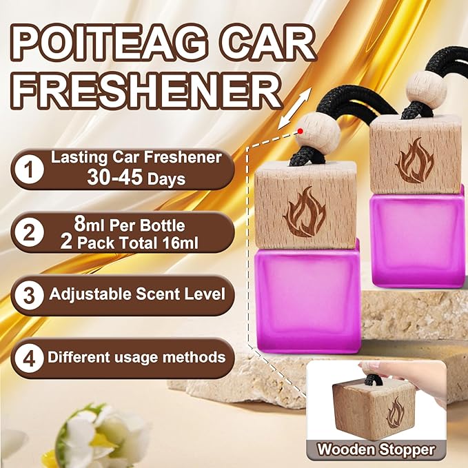 Car Air Freshener Hanging 2 Pack, Vanilla Cream Scent Car Air Fresheners Diffuser, Long Lasting Car Fragrance, Cute Car Accessories for Women