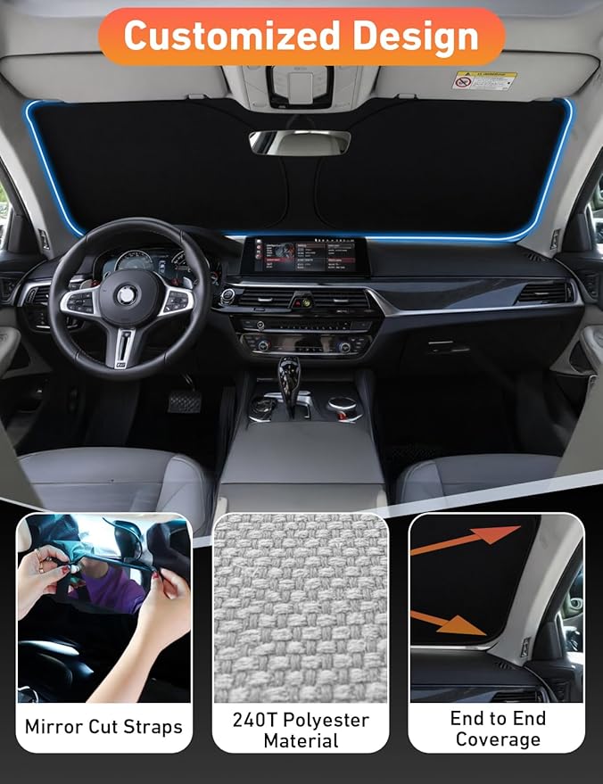 EcoNour Windshield Sun Shade for Chevrolet Traverse 2018–2019 2021 2022 2023 Sun Visor for Front Windshield & Window Sunshade Cover, UV Heat Blocker & Protector, Car Accessories