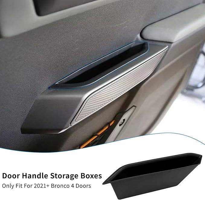 Xaido 4 Door Handle Storage Box Compatible with Ford Bronco 2021-2025 Accessories, Front and Rear Door Grab Handle Storage tray, ABS Plastic, 4PCS (Not for Sport Model)