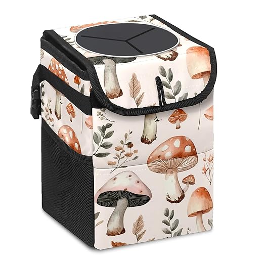 GVGHIDZ Car Trash Can – Multi-Purpose, Lightweight and Portable with Durable Water-Resistant Coating, No Installation Required, Practical and Ample Capacity, Variety of Colors.Mushroom