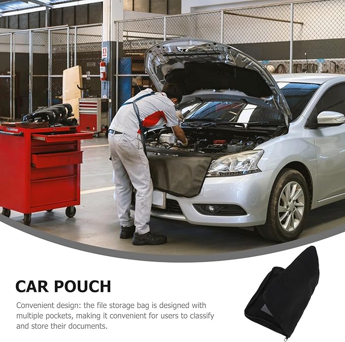 Didiseaon Car Pouch Organizer with Multiple Pockets, Oxford Cloth Glove Box File Storage Bag for Owners Manual and Registration Cards, Portable Center Console Organizer for Automotive