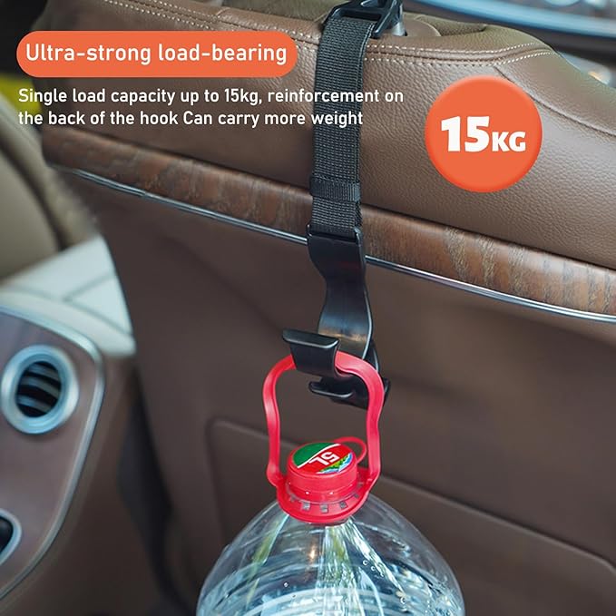 2 PCS Adjustable Car Seat Headrest Hook, Automotive Seat Back Storage Hanging Purse Hook, Durable Backseat Hanger Organizer for Umbrella Bag Coat, Universal Car Accessories