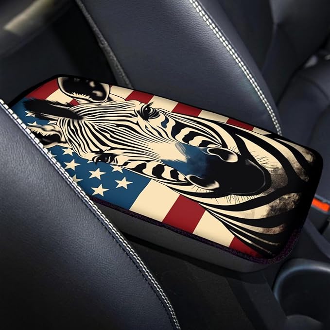 Car Center Console Pad, Universal Waterproof Car Armrest Seat Box Cover, Car Interior Accessories for Most Vehicle SUV Truck Vintage American Flag Zaber Car Armrest Pad