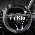 West Llama Customized Auto Car Steering Wheel Cover for Kia Sportage Sorento Spectra Forte 14.5-15 inch (Gray+Black-Standard Size)