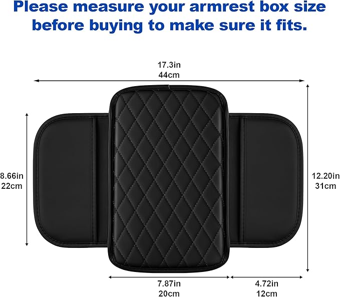 Center Console Cover Compatible with Chevrolet/Chevy Trailblazer Leather Car Armrest Cover with Storage Pockets.,Anti-Scratch Auto Armrest Pad Accessory （Black