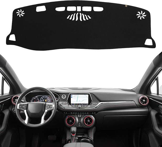 KEYOOG Dashboard Cover Dash Mat Fit for Chevy Blazer 2024-2019 Car Dash Board Mat Anti-Glare Carpet,Non-Slip Pad Sunshield Protector (Black)