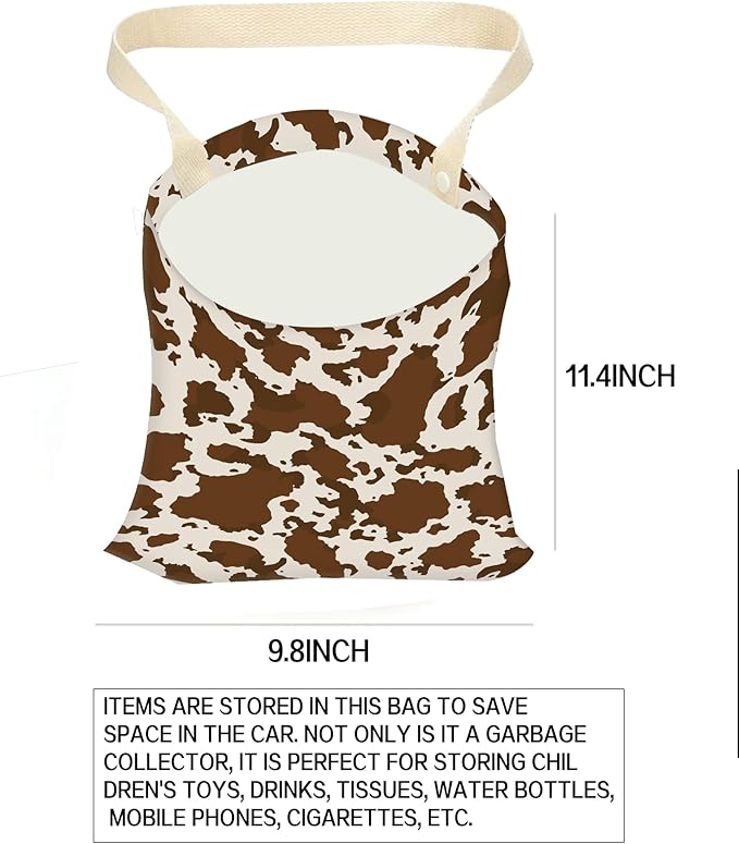 ANKVRP Car Garbage Can, Hanging Car Trash Can Bag for Back Seat Organizer, Retro Cow Print