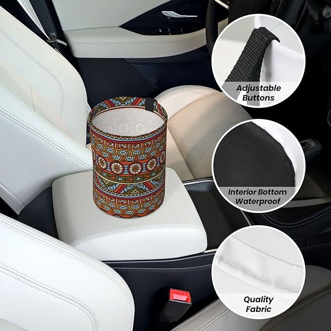 OEDTF Bohemia Car Trash Can,Car Accessories Waterproof Car Organizer Foldable Portable Trash Bin Can Be Hung on The Back Seat Garbage Can for Various Cars