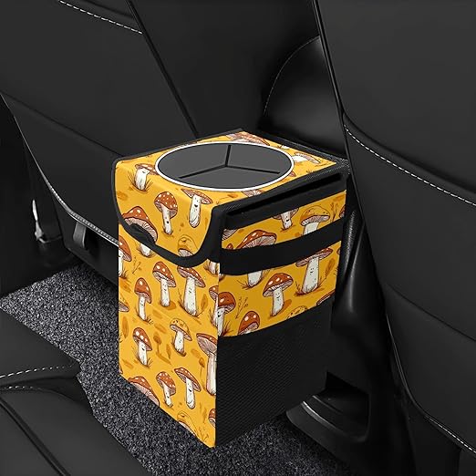 GVGHIDZ Car Trash Can – Multi-Purpose, Lightweight and Portable with Durable Water-Resistant Coating, No Installation Required, Practical and Ample Capacity, Variety of Colors.Mushroom