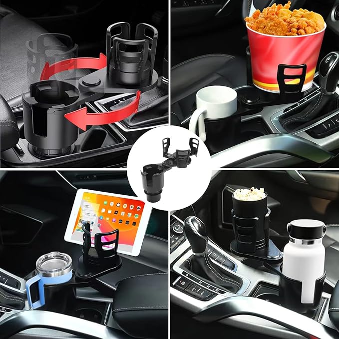 Cup Holder Expander for car 2 in 1 Multifunctional Car Cup Holder Extender Adapter with Adjustable Base Compatible with Hydro Flask, Yeti, Nalgene, 32/40 oz Large Bottles Drinks Mugs
