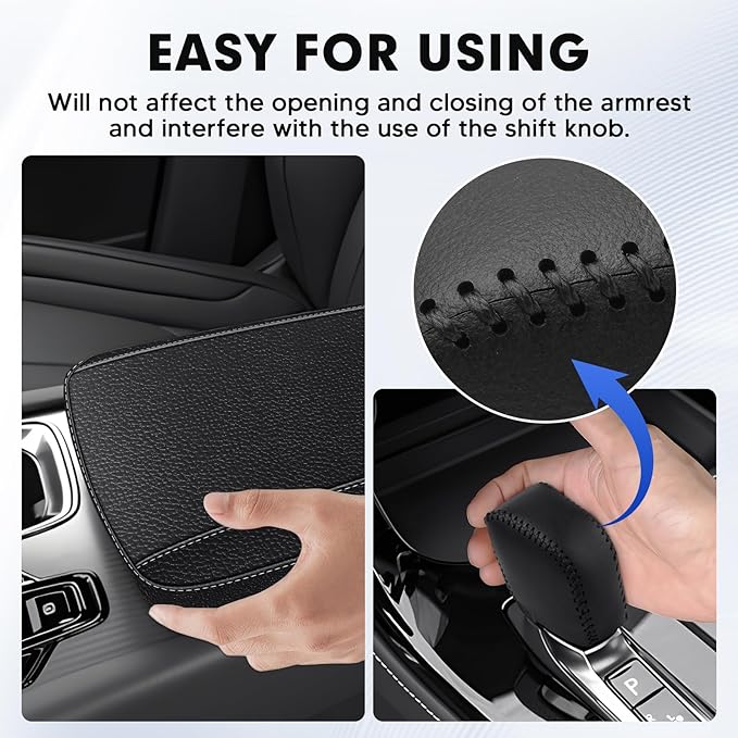 Autorder 2PCS Center Console Cover for 2023 2024 2025 Lexus RX350/RX350h/RX450h+/RX500h Accessories Gear Shift Knob Cover Anti-Scratch Leather Armrest Cover&Shift Knob Cover