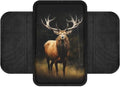 Wild Elk Print Car Center Console Cover Waterproof Vehicle Armrest Cover Pad Elastic Armrest Seat Box Cover Protector Car Armrest Cover Cushion with 2 Storage Bags