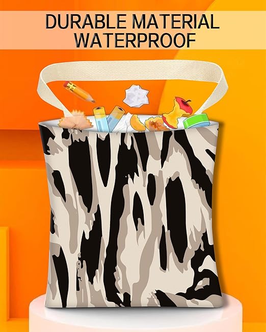 ANKVRP Car Trash Can, Durable Hanging Car Trash Garbage Bag, Cute Automotive Garbage Cans Organizer, Black White Zebra Print