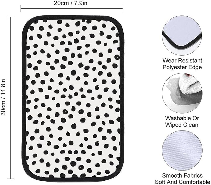 Animal Print Dots Black White Dalmatian Car Center Console Cushion Pad,Waterproof Armrest Seat Box Cover Protector,Comfortable Car Decor Accessories Fit for Most Cars, Vehicles, SUVs