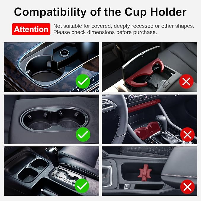 Car Cup Holder Expander, Adjustable Cup Holder Expander for Car, for Large Yeti, Nalgene, Owala Tumbler & Mugs. Car Holder Insert Accessories (1 Pack)