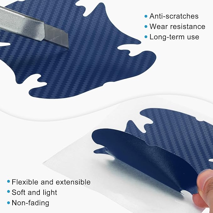HARFINGTON 4pcs Car Door Handle Scratch Protectors Carbon Fiber Bowl Cover Anti Scratch 3D Sticker Automotive Door Handle Cups Protective Film Bowl Sticker for All Cars, Blue