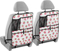 JIPONI Car Backseat Organizer, Small Strawberrys Automotive Back Seat Protector, Kick Mats with Storage Pockets for Kids Pets, Road Trip Accessories (2 Pack)