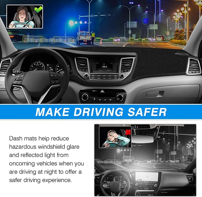 CARTIST Dash Cover fits for Hyundai Tucson 2016 2017 2018 Accessories Dashboard Cover Mat Non-Slip Carpet Sunshield Glare UV Rays Protector