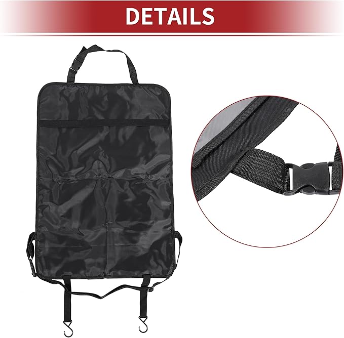 ACROPIX Car Back Seat Organizer Backseat Kick Mat Protector with Touch Screen Tablet Holder 7 Pockets Storage Bag Oxford Cloth Gray - Pack of 2
