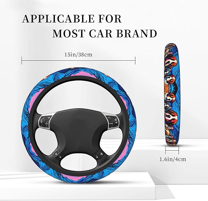 Old English Sheepdog Neoprene Steering Wheel Covers Women Men Car Accessories, Universal 15 Inch Fit Auto, Suvs, Truck