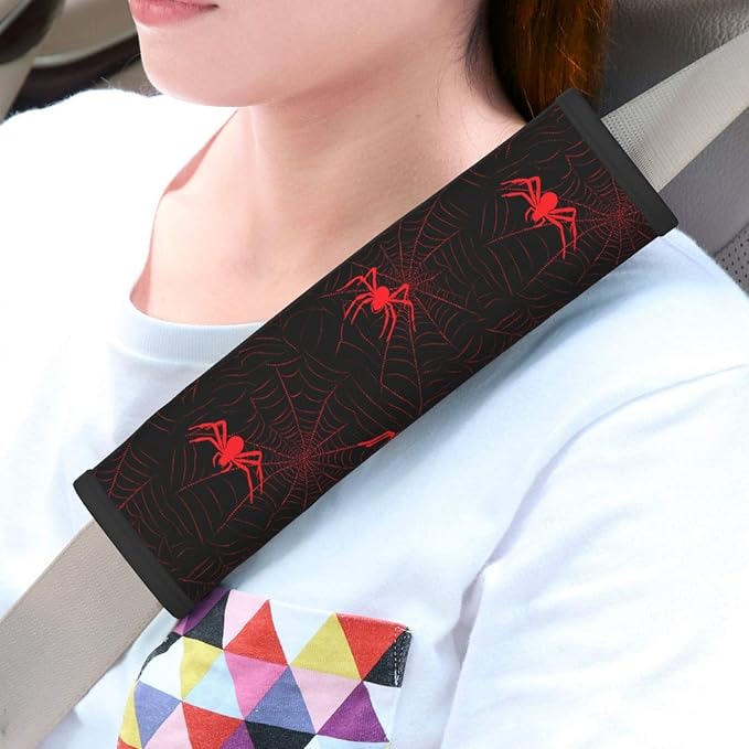 Halloween Steering Wheel Cover Elastic Non-Slip Car Steering Wheel Covers with Seat Belt Shoulder Pad for Women Men