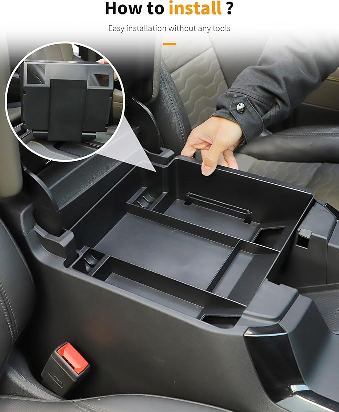 Hoolcar Center Console Organizer for 2022-2025 Chevy Silverado/GMC Sierra 1500 Middle Console Armrest Storage Box Tray Organizer (Full Console w/Bucket Seats ONLY), Black
