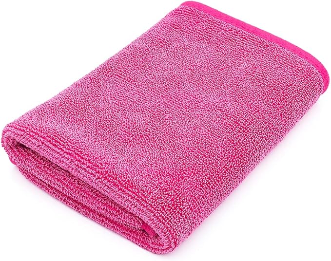 The Rag Company - Premium FTW Microfiber Cleaning Towels for Glass, Windows, Mirrors, Polished Surfaces - Streak-Free, Scratchless, 16" x16”, Pink, 3-Pack