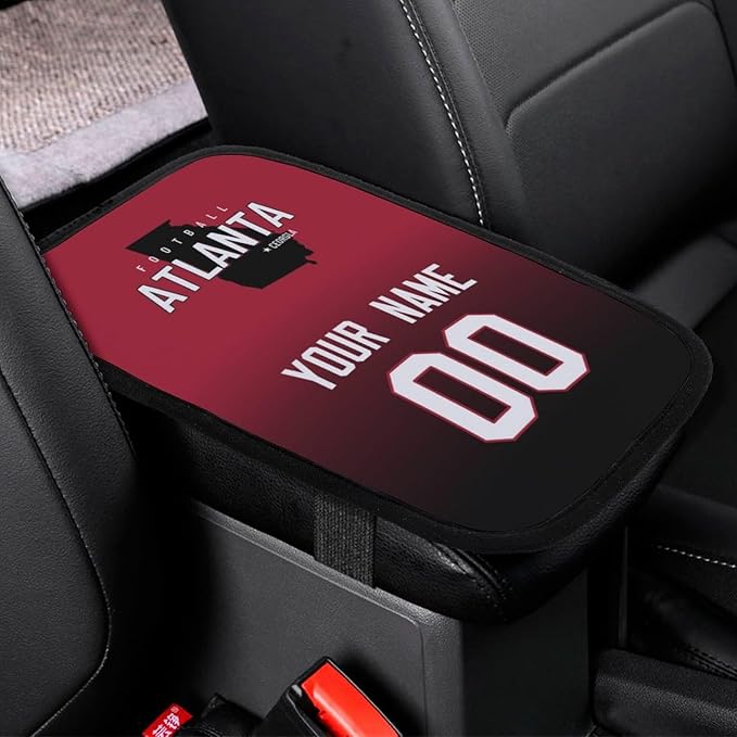 Custom Football Car Armrest Covers Universal Auto Center Console Pad Car handrail Box Cushion Personalized Add Name & Number Fans Gift Fit Suit for SUV Truck Sedan Van