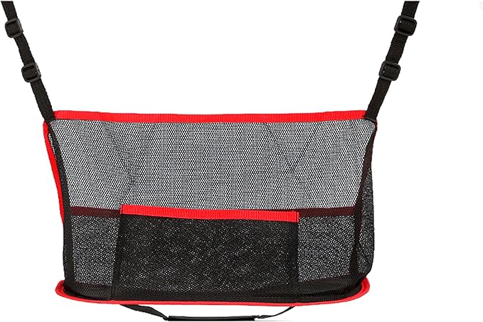 Car Net Pocket Handbag Holder, Organizer Mesh Bag Between Two Seat, Driver Storage Netting Pouch for Handbag Purse, Barrier of Backseat Pet Kids, Car Accessories for Women Men (Red)