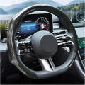 Carbon Fiber Car Steering Wheel Cover, Leather Non-Slip Vehicle Steering Wheel Cover for 14.5-15 Inch, Comfortable Auto Interior Protector Decoration Accessories, Universal Fit(Black)