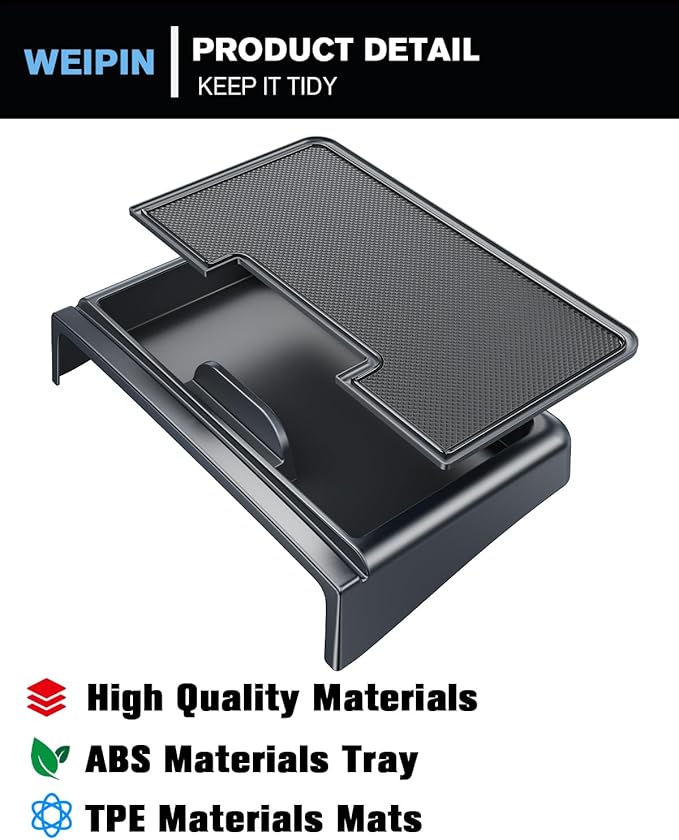 WEIPIN for Center Console Screen Organizer Tray Compatible with 2021–2024 Chevy Tahoe/Suburban & GMC Yukon — Not Fit Yukon Denali Console Organizer ABS Materials