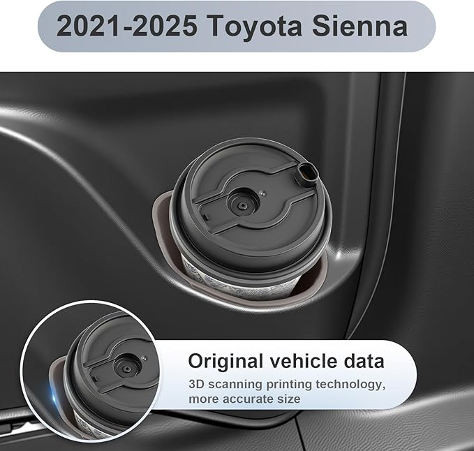 SKTU 2PCS for 2021-2026 Toyota Sienna Cup Holder 2021-2026 Sienna Door Cup Holder Toyota Sienna 2024 2025 2026 Accessories Durable Rubber Door Storage Box Sienna Side Storage Box