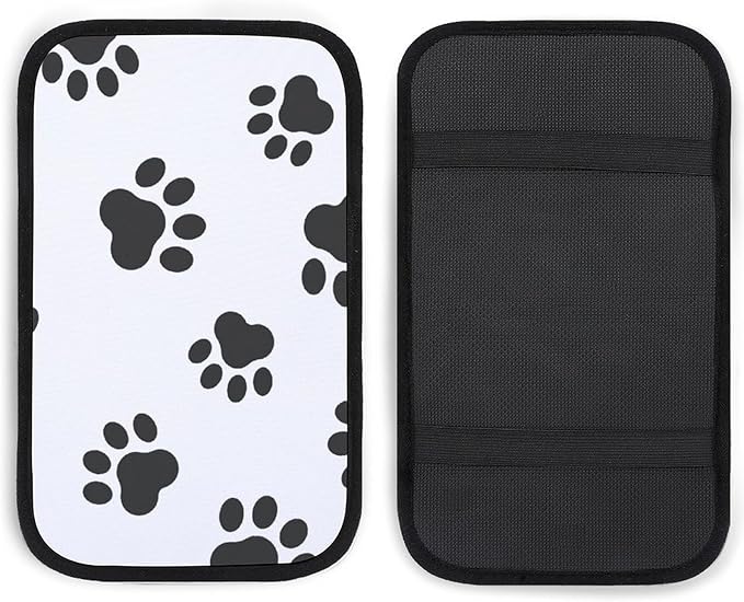 Animal Paw Print Car Center Console Cushion Pad,Waterproof Armrest Seat Box Cover Protector,Comfortable Car Decor Accessories Fit for Most Cars, Vehicles, SUVs