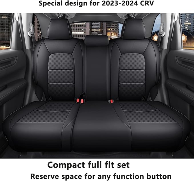 HKZ Fit CRV Car Seat Covers Full Set for Honda CR-V 2012 2013 2014 CRV LX;EX;EX-L Model - Leather (Black)