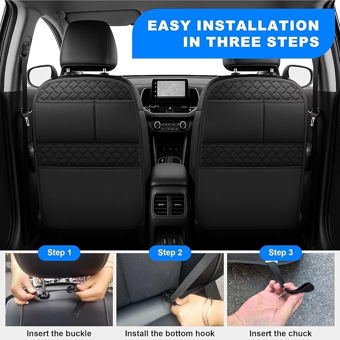Ahsrnl Back Seat Protector 2 Pack Fit for Volkswagen Atlas Cross Sport Car Kick Mats for Kids Upgraded Version with Storage Organizer Waterproof Dirt Proof Faux Leather Auto Accessories (Black)