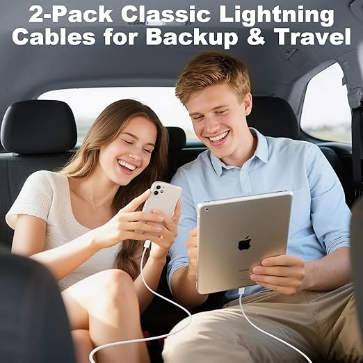 2 Pack iPhone Charger [MFi Certified] USB A to Lightning Cable Fast Charging & Data Sync for iPhone 14 13 12 11 Pro Max XR XS X 8 7 Plus 6S,iPad,Car Carplay – Durable TPE Apple Charger Cord 6FT