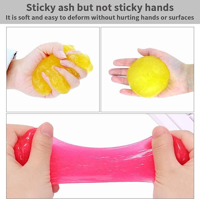 2Packs Cleaning Gel for Car, Cleaning Kit Universal Automotive Dust Car Crevice Cleaner Interior Detail Keyboard Putty Cleaner for Car Air Vents, PC Cleaning (Red+Yellow)