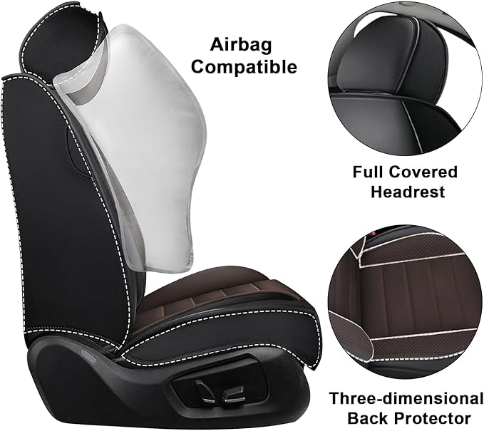 AREKA 2 Car Seat Covers for Honda Accord 2003-2026 Breathable Leather,Waterproof Car Seat Protectors with Comfort Headrest Pillows,Automotive Vehicle Cushion with Storage Pockets (Luxury,Brown)