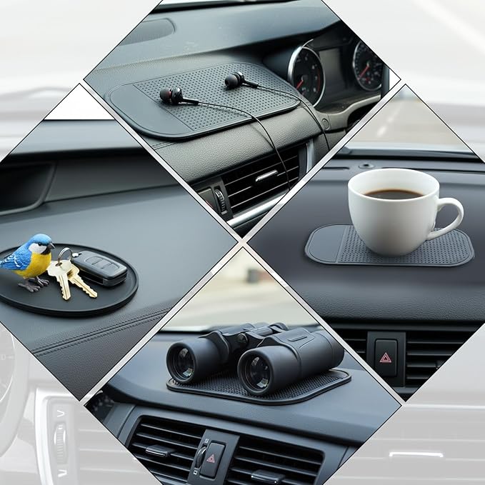 10 Pcs Car Dashboard Non Slip Mat, Sticky Pad for Car Dashboard Anti-Slip Gel Pads Removable Silicone Reusable Picky Pad Multi Sticky Mat for Cars Kitchen Pet Bowl Mats