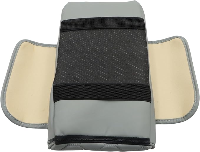 AOUTTUOA Gray Car Center Console Cover Universal Car Multifunctional Armrest Heightening Pad Microfiber Leather with Built-in Tissue Box & Cup Holder & Phone Storage Slot & Side Pockets