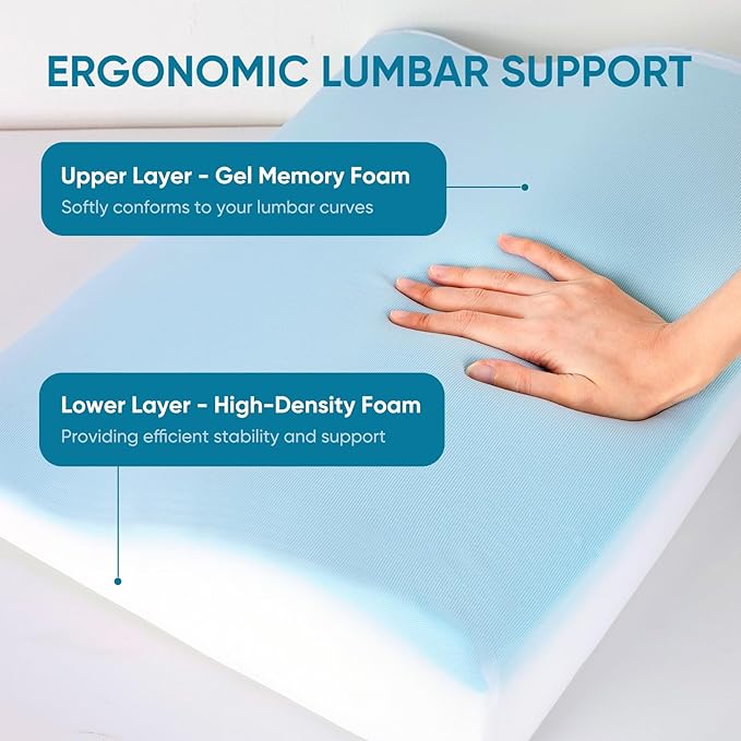 AHUAWA Back Support Pillow for Recliner Chair, Memory Foam Couch Back Cushions Ergonomic Large Lumbar Support Pillow for Lower Back Pain Relief, with Soft Velvet