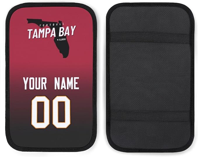 Custom Football Car Armrest Covers Universal Auto Center Console Pad Car handrail Box Cushion Personalized Add Name & Number Fans Gift Fit Suit for SUV Truck Sedan Van