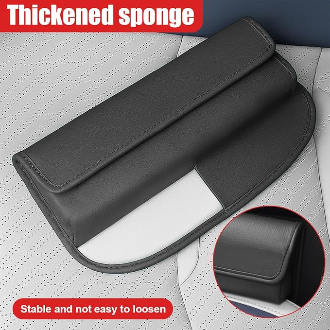 Car Seat Gap Filler Organizer, Leather Universal Gap Bag Car Storage Box for Phones, Keys, Glasses & Cards, Adjustable Front Seat Side Pocket Organizer for Cars, No Seat Belt Block (Black)